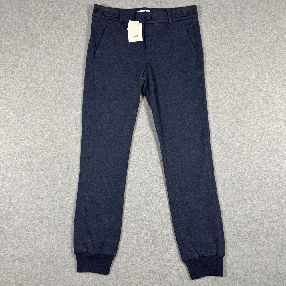 NWT Vince Women's Jogger Pants Size 2 Navy Blue Nylon Cotton Cuffed Side Tab
